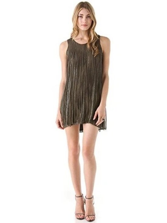 Parker Dresses & Skirts - Parker Bryant Fringe Sequin Mini Silk Shift Dress
